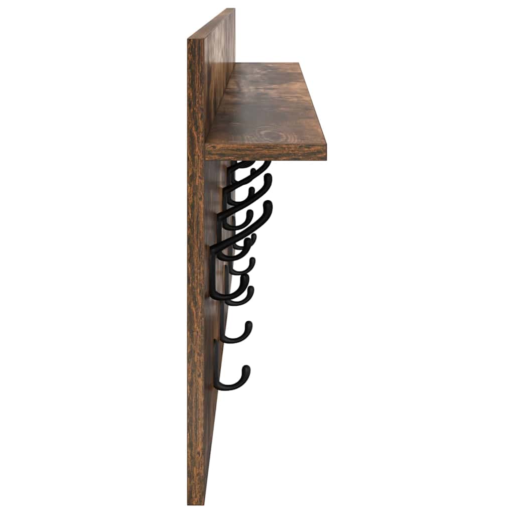 vidaXL Wall-Mounted Coat Rack with Shelf Smoked Oak 100 x 40 x 12 cm