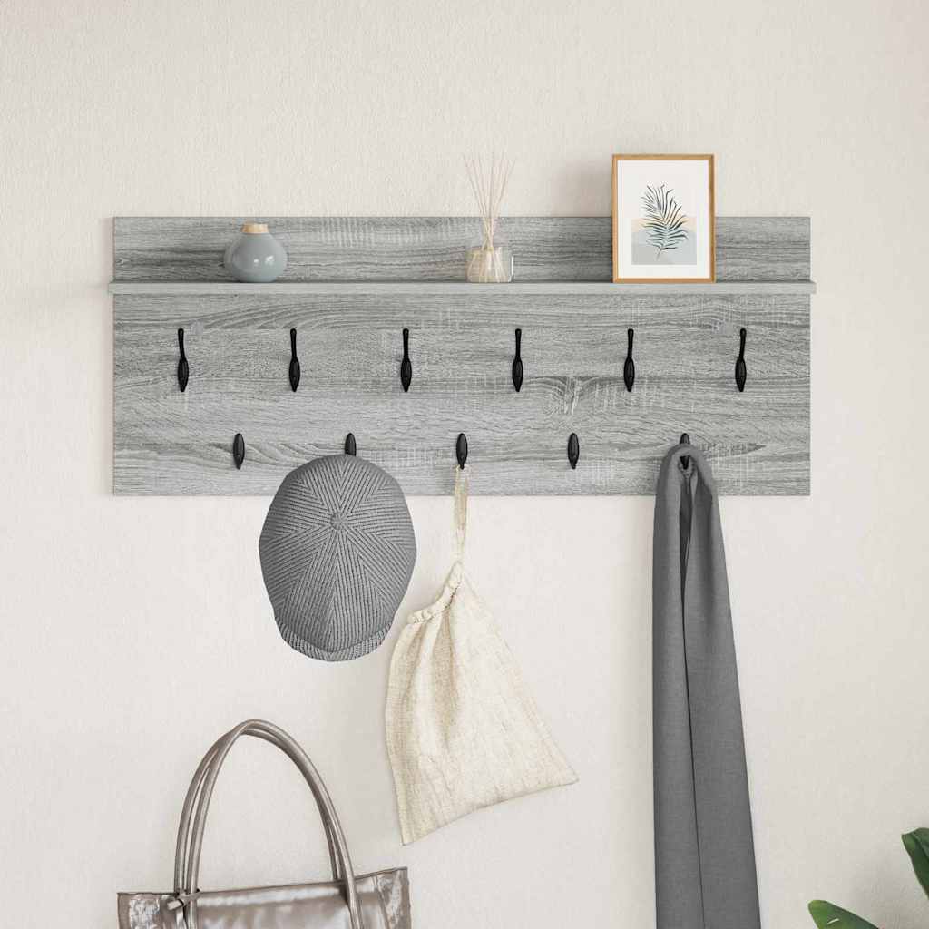 vidaXL Wall-Mounted Coat Rack with Shelf Grey Sonoma 100 x 40 x 12 cm