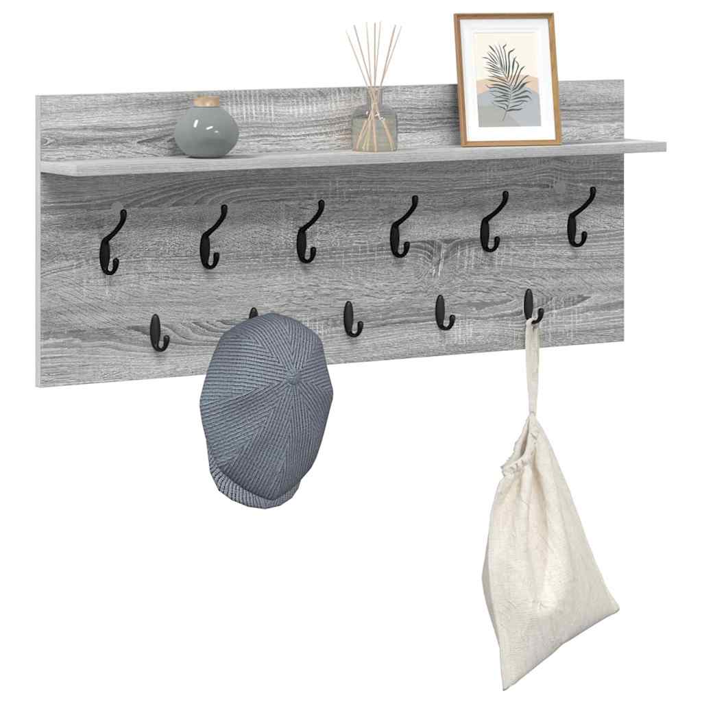 vidaXL Wall-Mounted Coat Rack with Shelf Grey Sonoma 100 x 40 x 12 cm