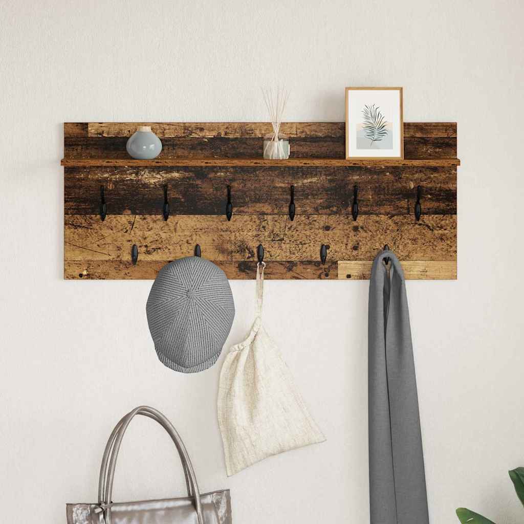 vidaXL Wall-Mounted Coat Rack with Shelf Old Wood 100 x 40 x 12 cm