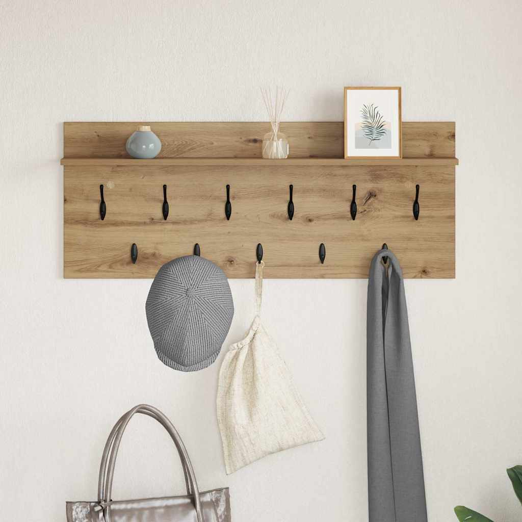 vidaXL Wall-Mounted Coat Rack Wall-Mounted Artisan Oak Engineered wood
