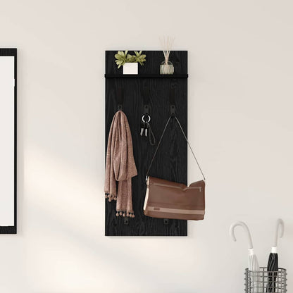 vidaXL Wall-Mounted Coat Rack with Shelf Black Oak 40 x 10 x 90 cm