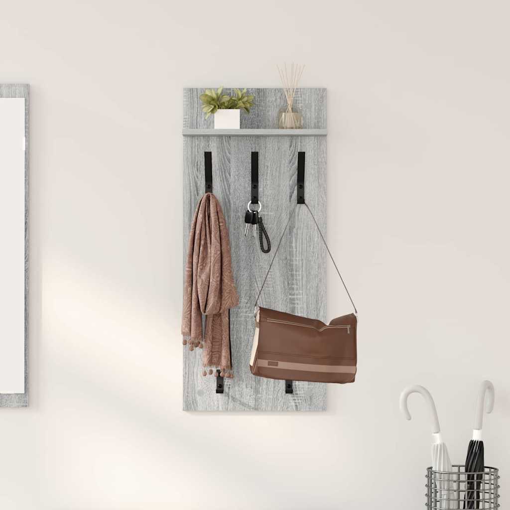 vidaXL Wall-Mounted Coat Rack with Shelf Grey Sonoma 40 x 10 x 90 cm