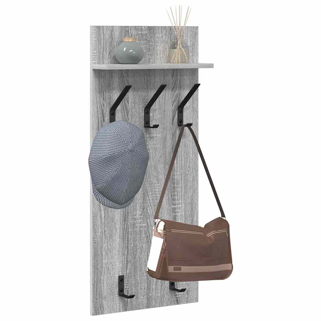 vidaXL Wall-Mounted Coat Rack with Shelf Grey Sonoma 40 x 10 x 90 cm