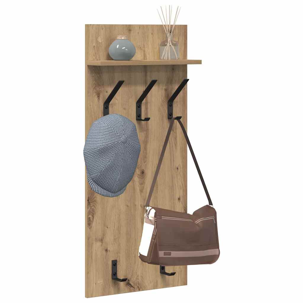 vidaXL Wall-Mounted Coat Rack with Shelf Artisan Oak 40 x 10 x 90 cm