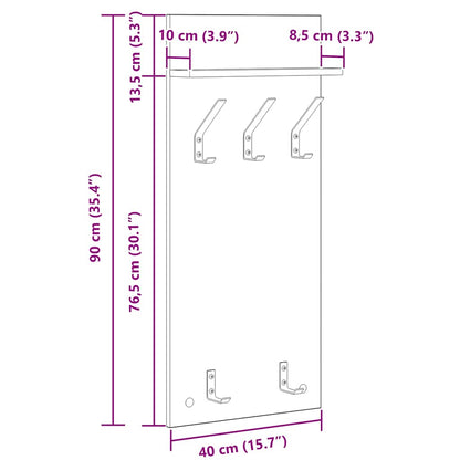 vidaXL Wall-Mounted Coat Rack with Shelf Artisan Oak 40 x 10 x 90 cm
