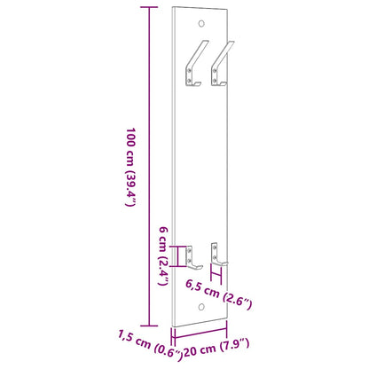 vidaXL Wall-Mounted Coat Rack White 20 x 1.5 x 100 cm Engineered wood