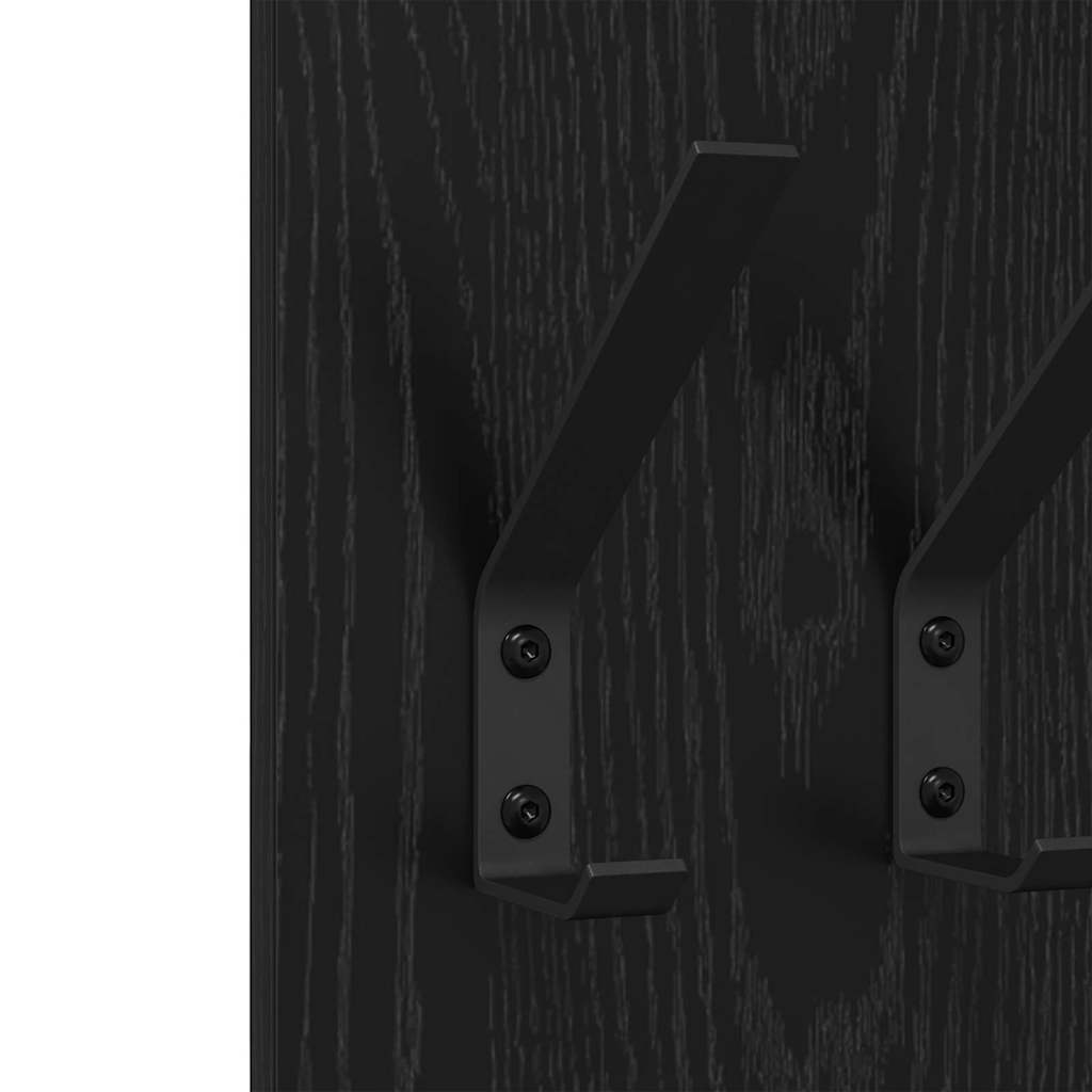 vidaXL Wall-Mounted Coat Rack Wall-mounted Black Oak 20 x 1.5 x 100 cm
