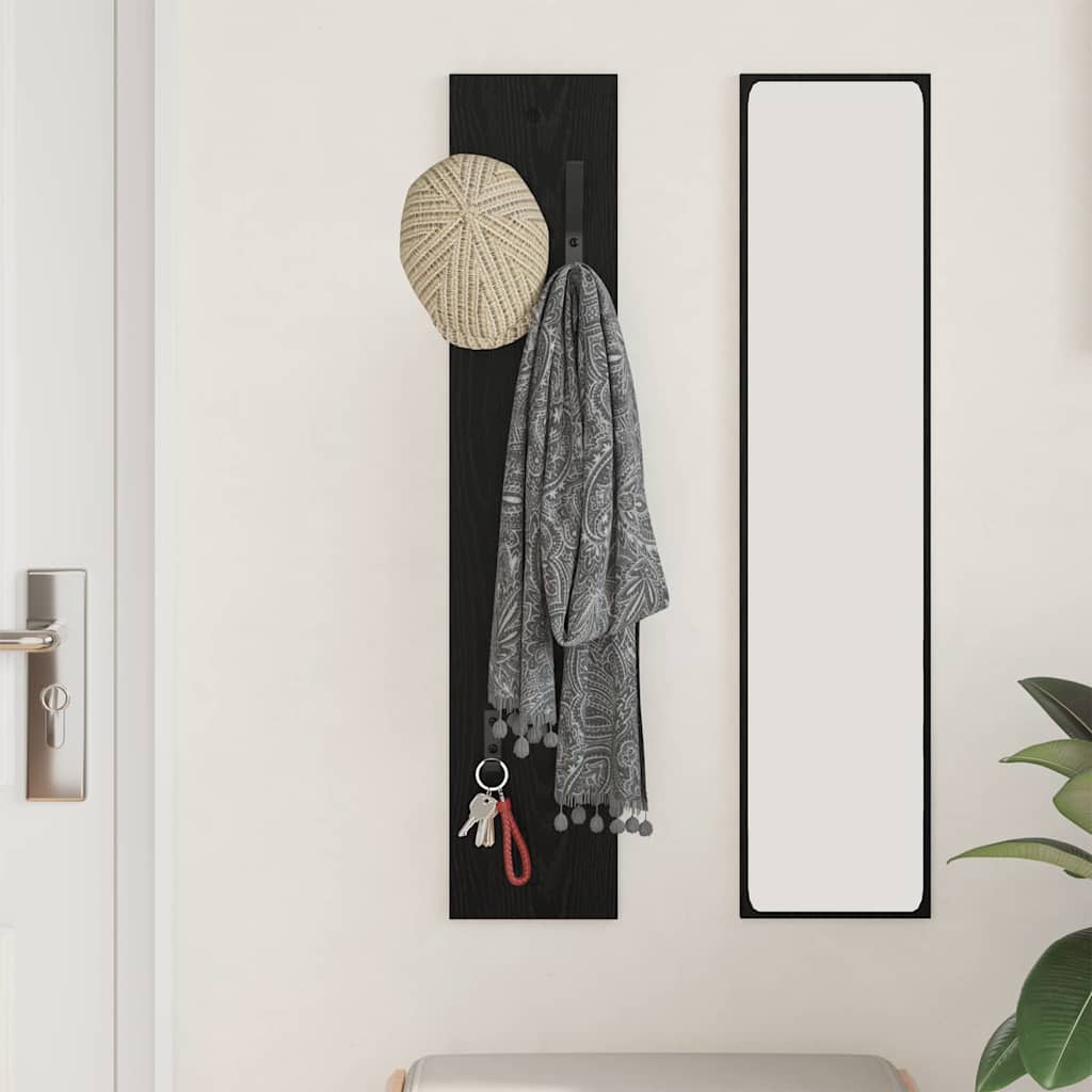 vidaXL Wall-Mounted Coat Rack Wall-mounted Black Oak 20 x 1.5 x 100 cm