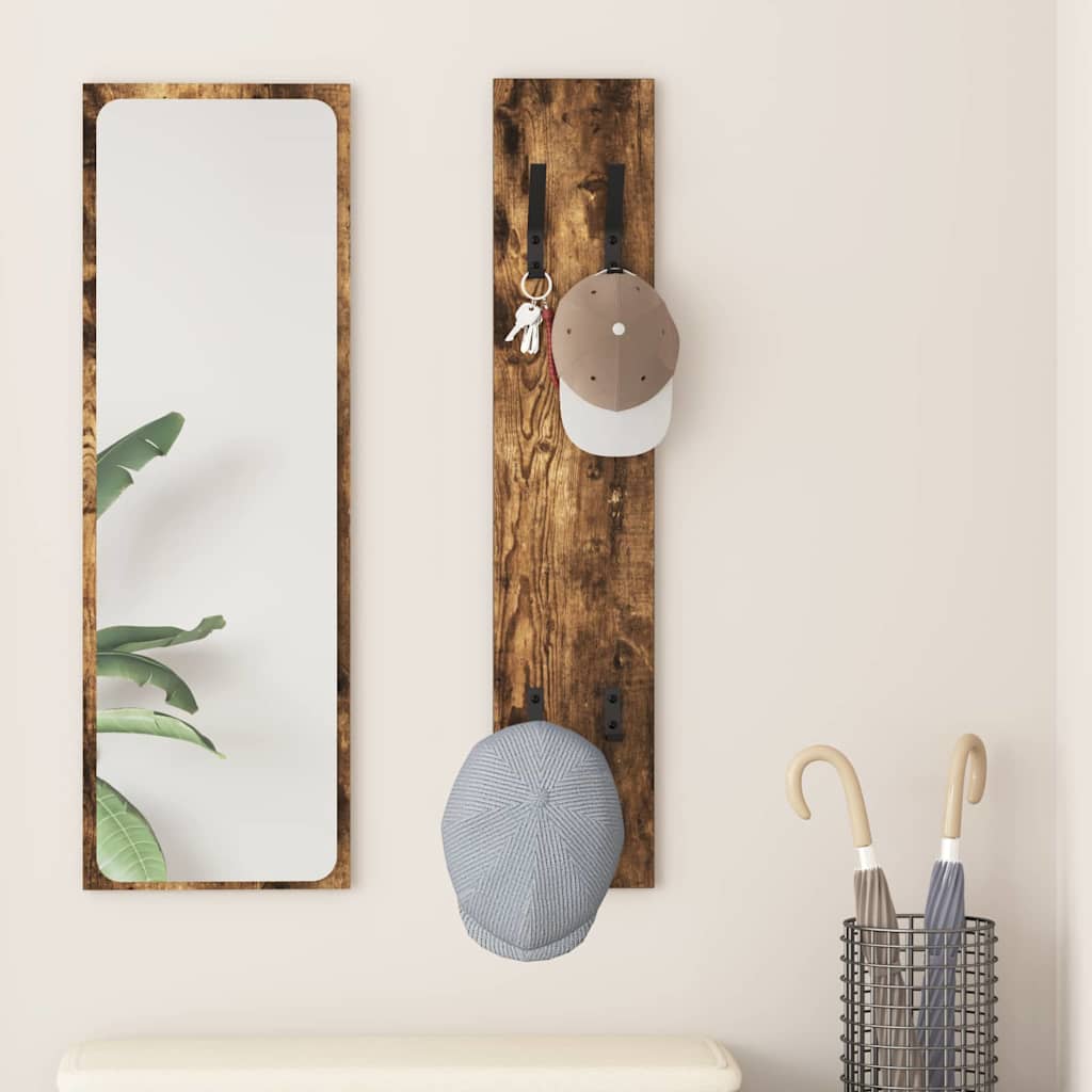 vidaXL Wall-Mounted Coat Rack Smoked Oak 20 x 1.5 x 100 cm