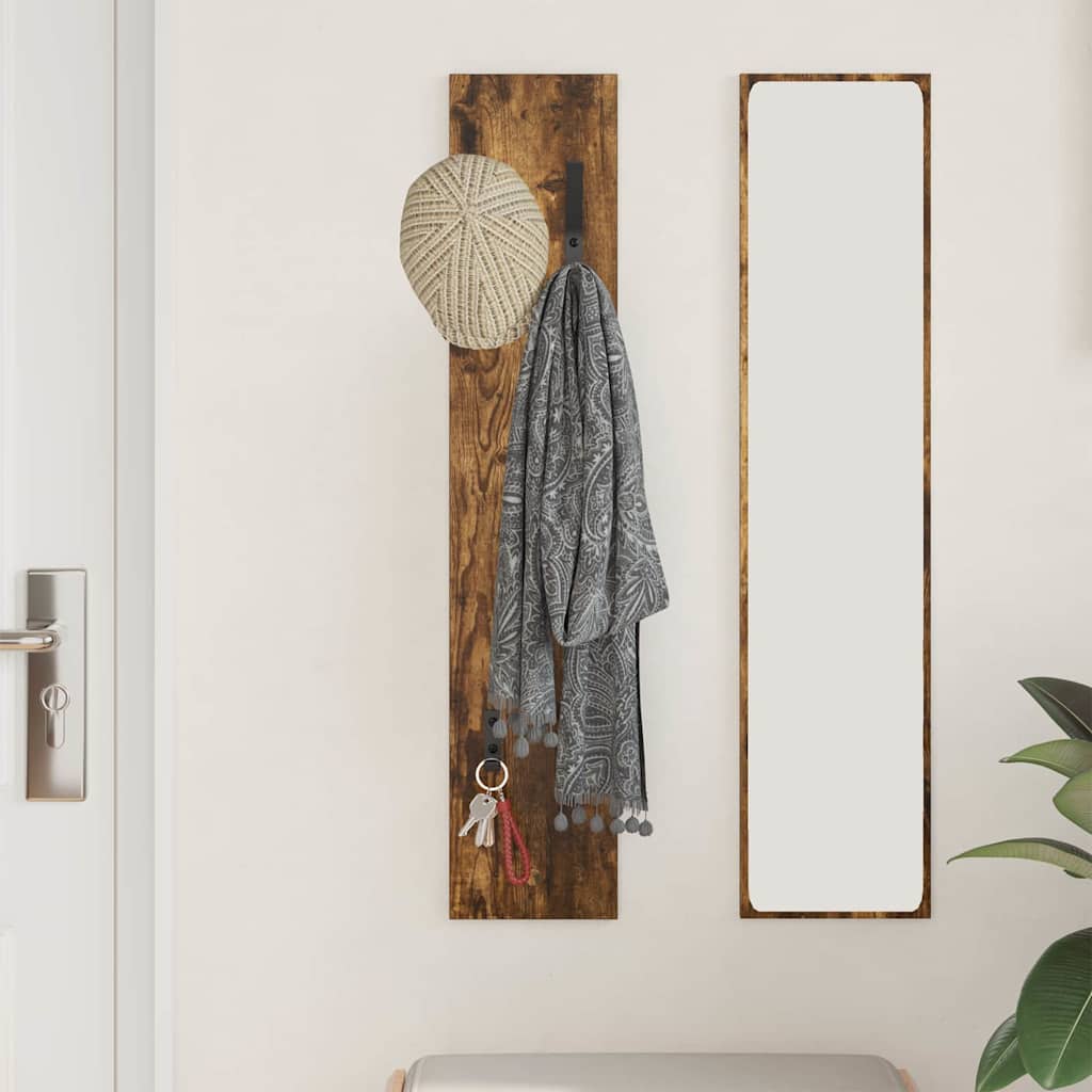 vidaXL Wall-Mounted Coat Rack Smoked Oak 20 x 1.5 x 100 cm