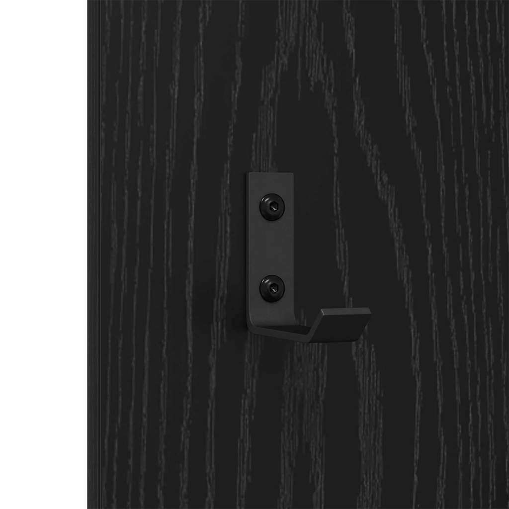 vidaXL Wall-Mounted Coat Rack Wall-mounted Black Oak 30 x 1.5 x 80 cm