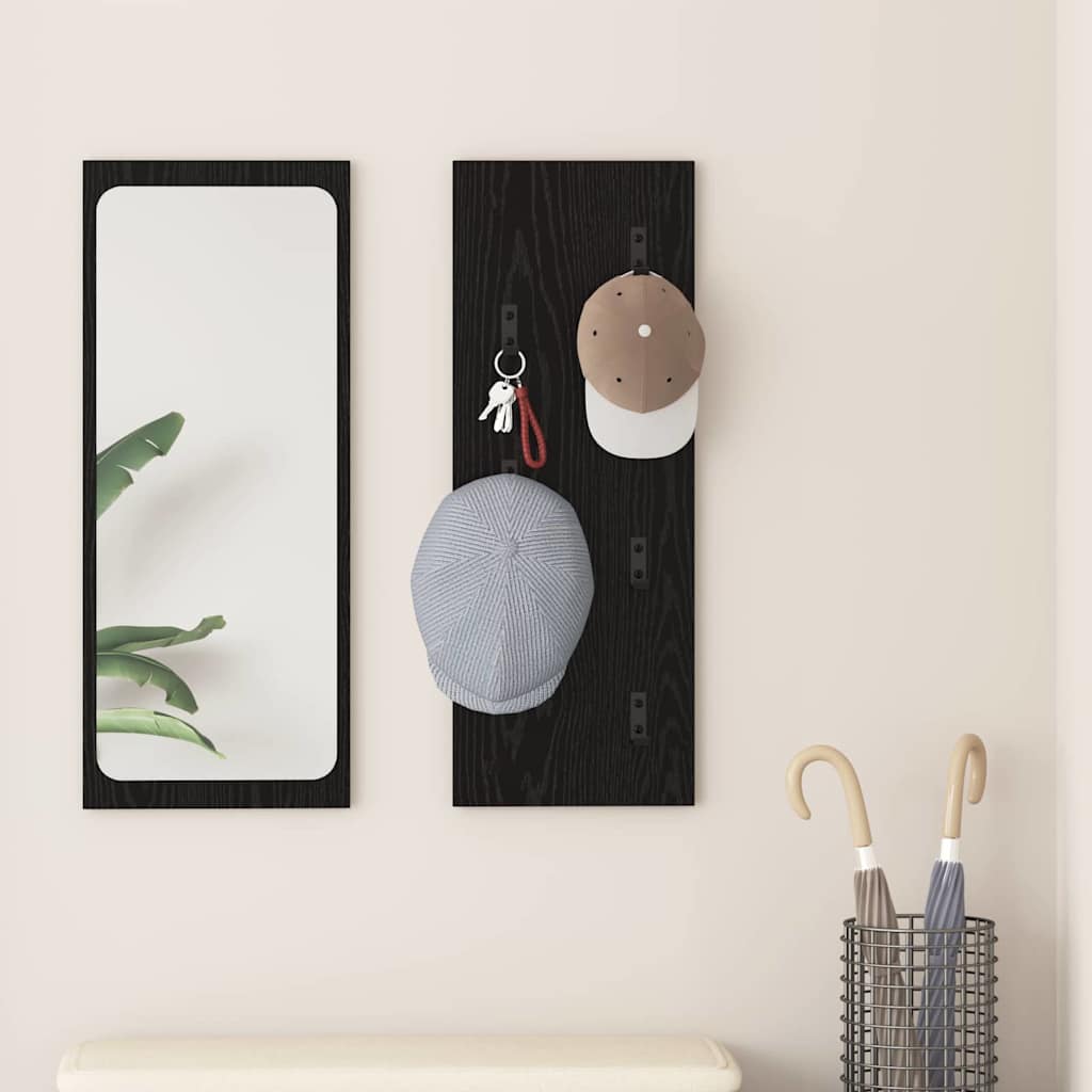 vidaXL Wall-Mounted Coat Rack Wall-Mounted Black Oak 30 x 1.5 x 80 cm