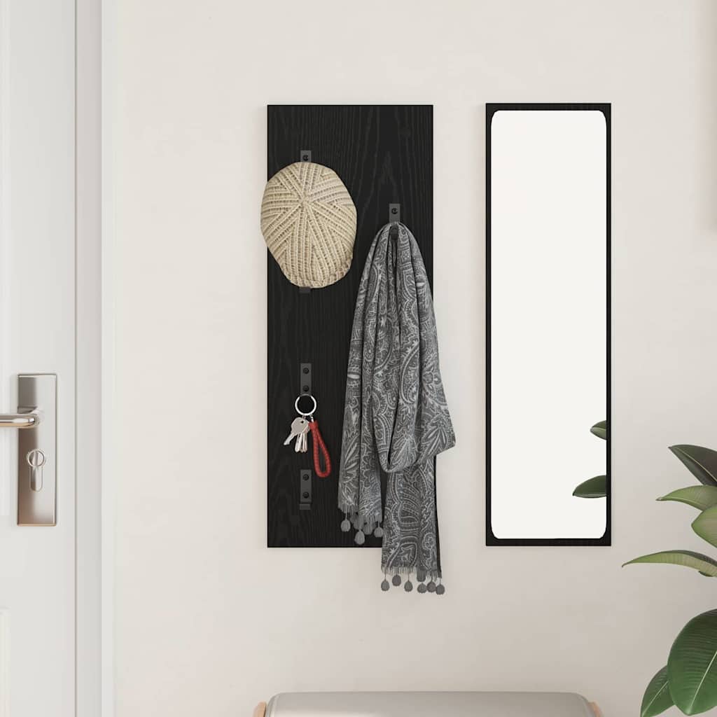 vidaXL Wall-Mounted Coat Rack Wall-mounted Black Oak 30 x 1.5 x 80 cm