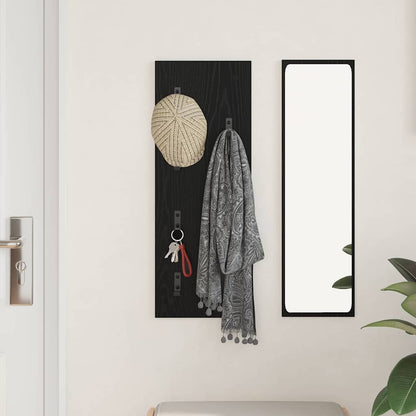 vidaXL Wall-Mounted Coat Rack Wall-mounted Black Oak 30 x 1.5 x 80 cm