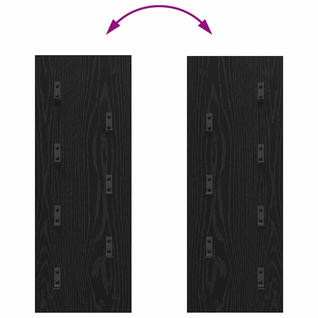 vidaXL Wall-Mounted Coat Rack Wall-Mounted Black Oak 30 x 1.5 x 80 cm