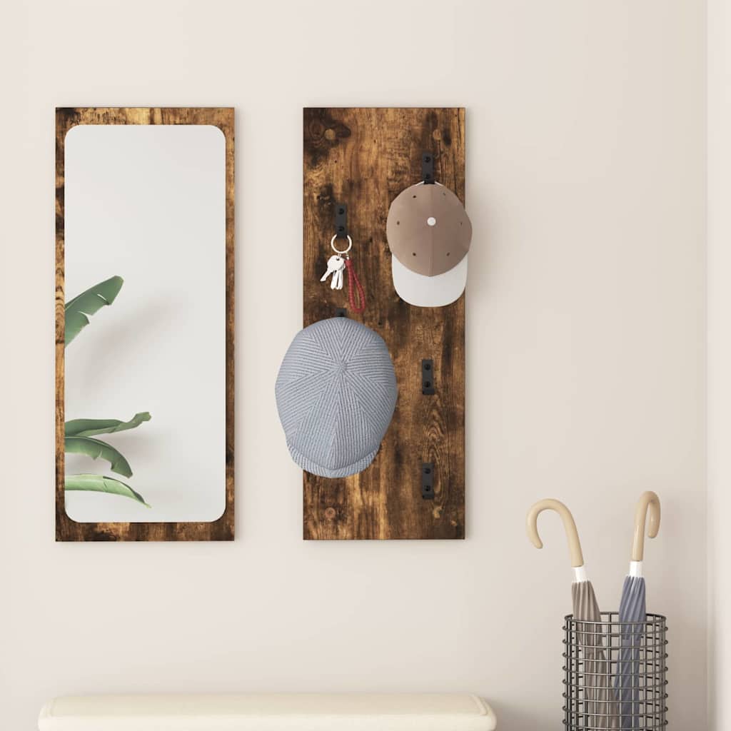 vidaXL Wall-Mounted Coat Rack Wall-Mounted Smoked Oak 30 x 1.5 x 80 cm