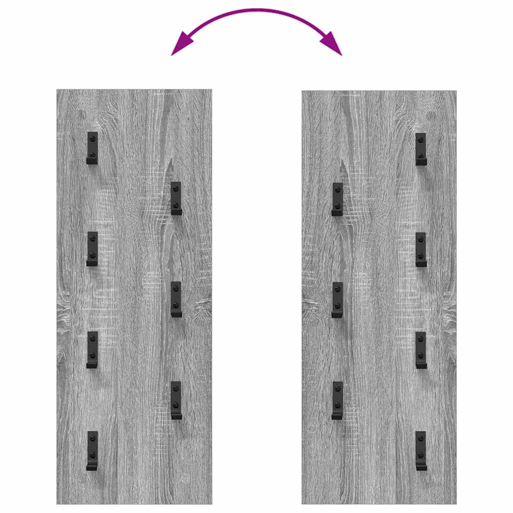 vidaXL Wall-Mounted Coat Rack Grey Sonoma 30 x 1.5 x 80 cm