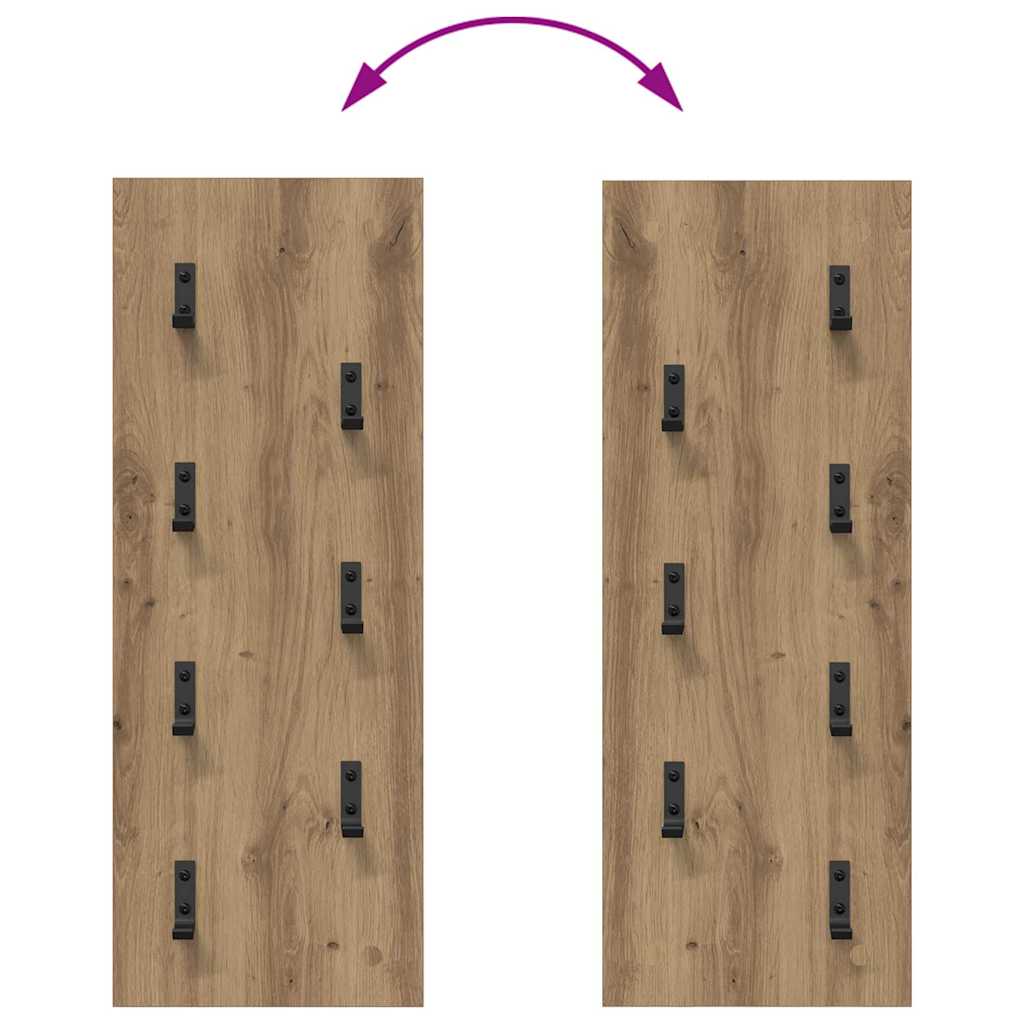 vidaXL Wall-Mounted Coat Rack Wall-Mounted Artisan Oak Engineered wood