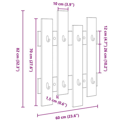 vidaXL Wall-Mounted Coat Rack White 60 x 3 x 82 cm Engineered wood