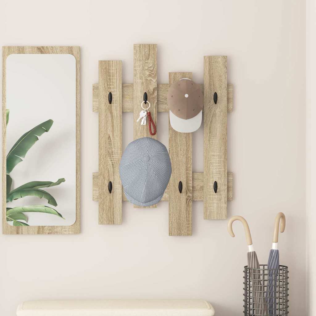 vidaXL Wall-Mounted Coat Rack Wall-mounted Sonoma Oak 60 x 3 x 82 cm