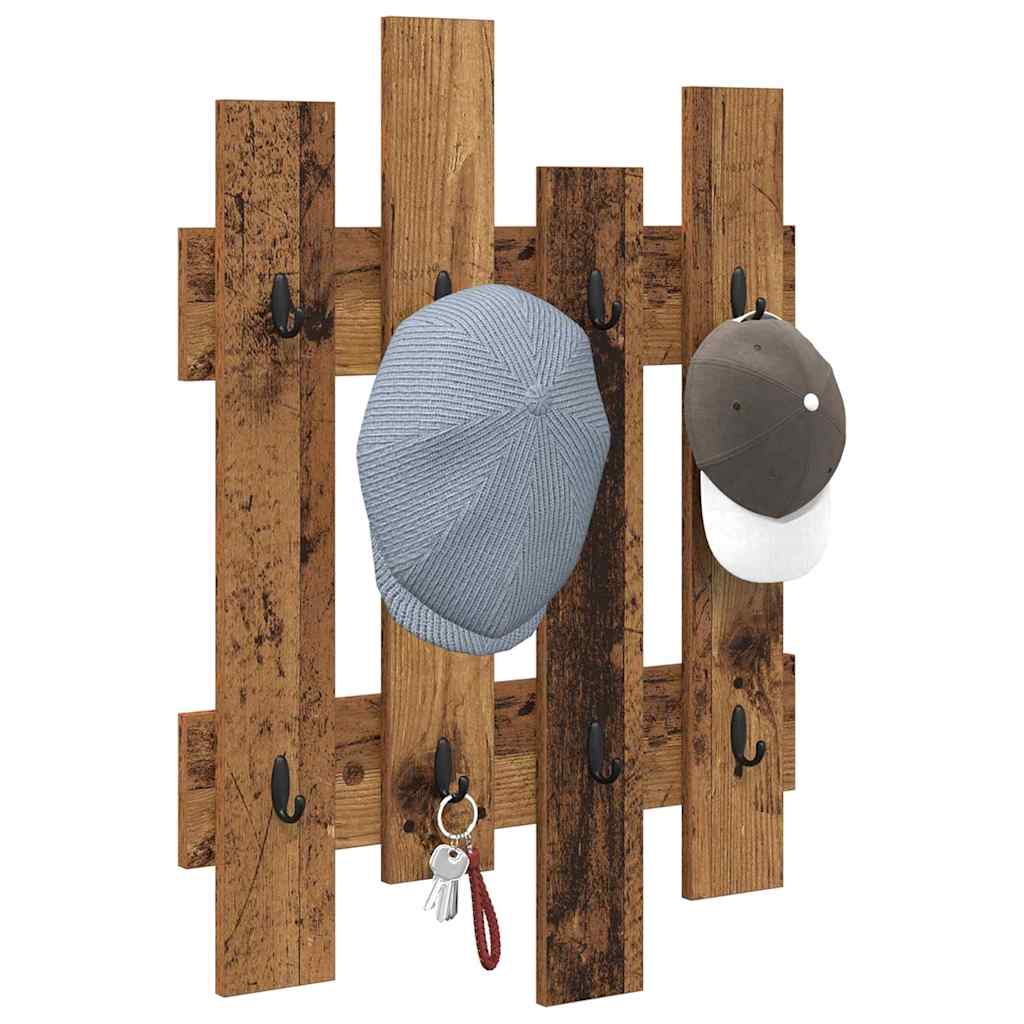 vidaXL Wall-Mounted Coat Rack Old Wood 60 x 3 x 82 cm Engineered wood