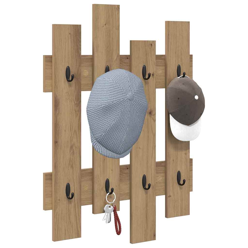 vidaXL Wall-Mounted Coat Rack Wall-mounted Artisan Oak 60 x 3 x 82 cm