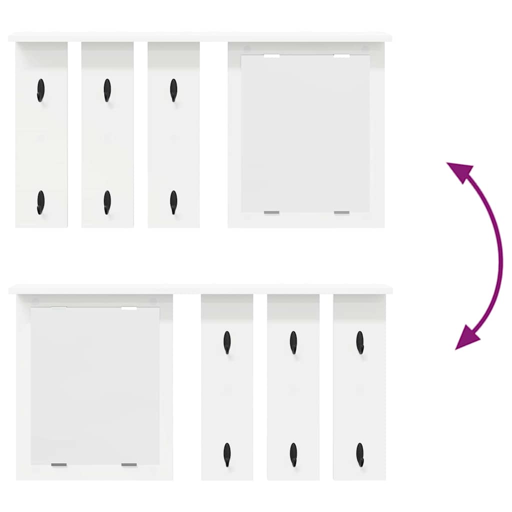 vidaXL Wall-Mounted Coat Rack Wall-Mounted White 85 x 10 x 45 cm
