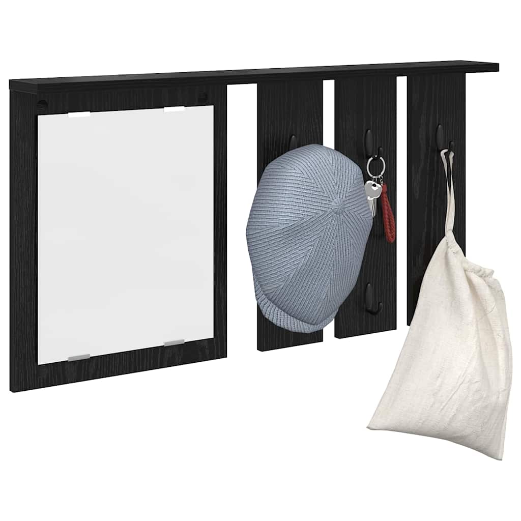 vidaXL Wall-Mounted Coat Rack with Shelf Black oak 85 x 10 x 45 cm