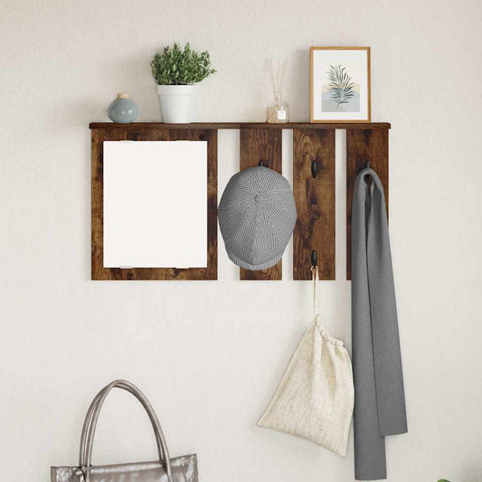 vidaXL Wall-Mounted Coat Rack with Shelf Smoked oak 85 x 10 x 45 cm