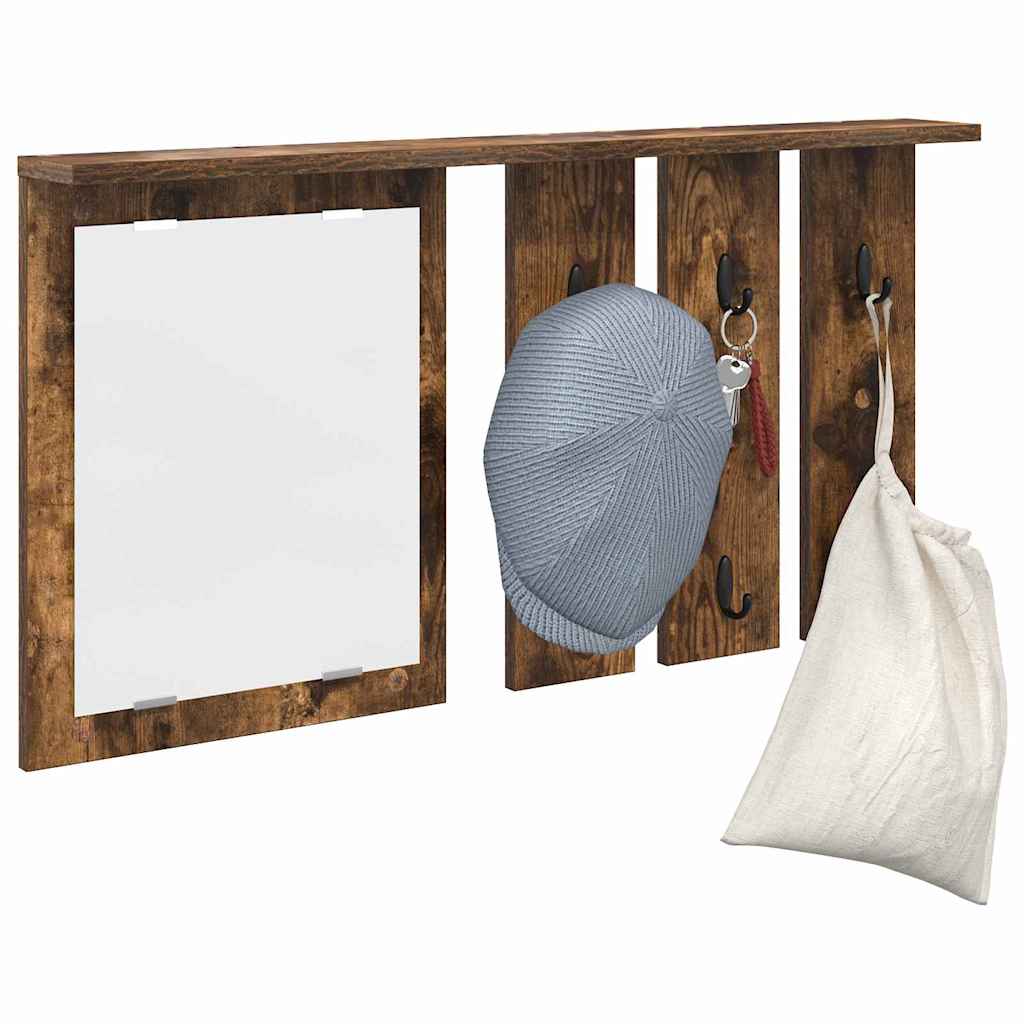vidaXL Wall-Mounted Coat Rack with Shelf Smoked oak 85 x 10 x 45 cm