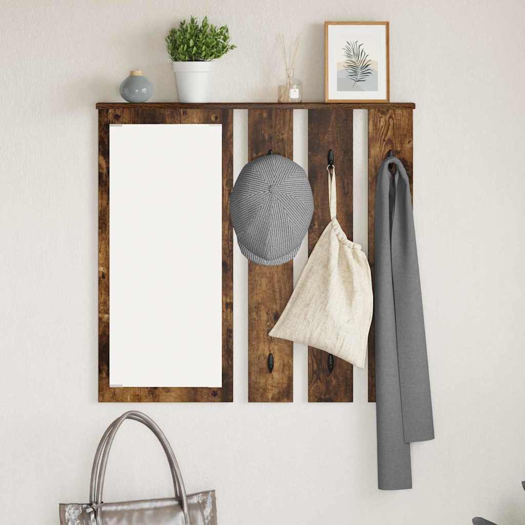 vidaXL Wall-Mounted Coat Rack with Shelf Smoked oak 84 x 10 x 80 cm