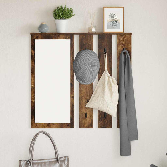 vidaXL Wall-Mounted Coat Rack with Shelf Smoked oak 84 x 10 x 80 cm