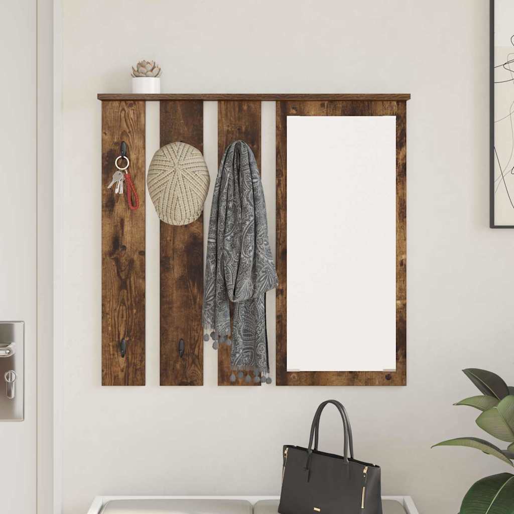 vidaXL Wall-Mounted Coat Rack with Shelf Smoked oak 84 x 10 x 80 cm