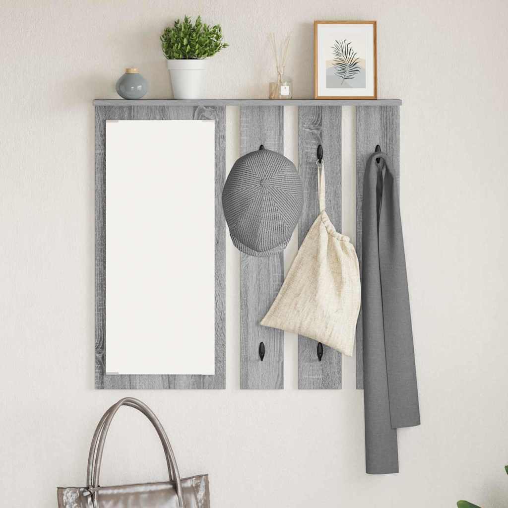 vidaXL Wall-Mounted Coat Rack Wall-Mounted Grey sonoma 84 x 10 x 80 cm