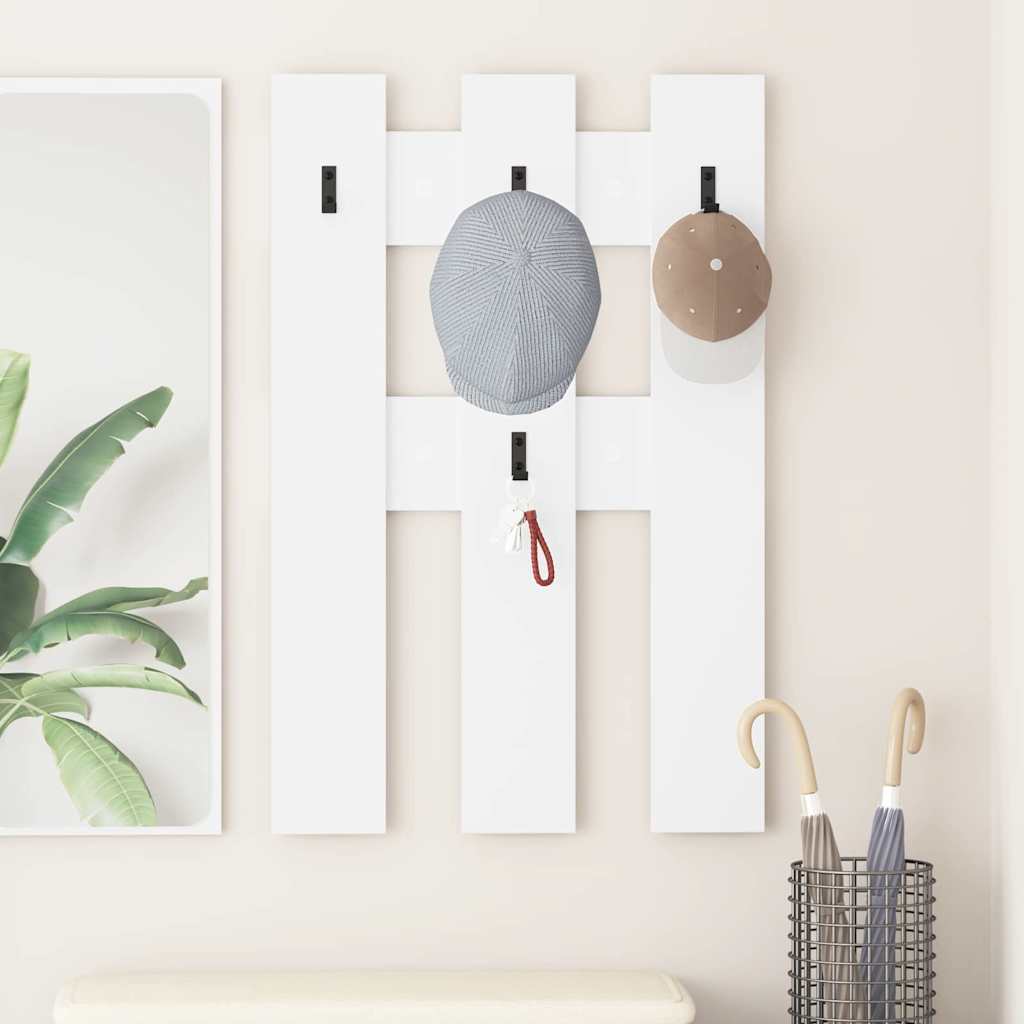 vidaXL Wall-Mounted Coat Rack White 65 x 3 x 100 cm Engineered wood