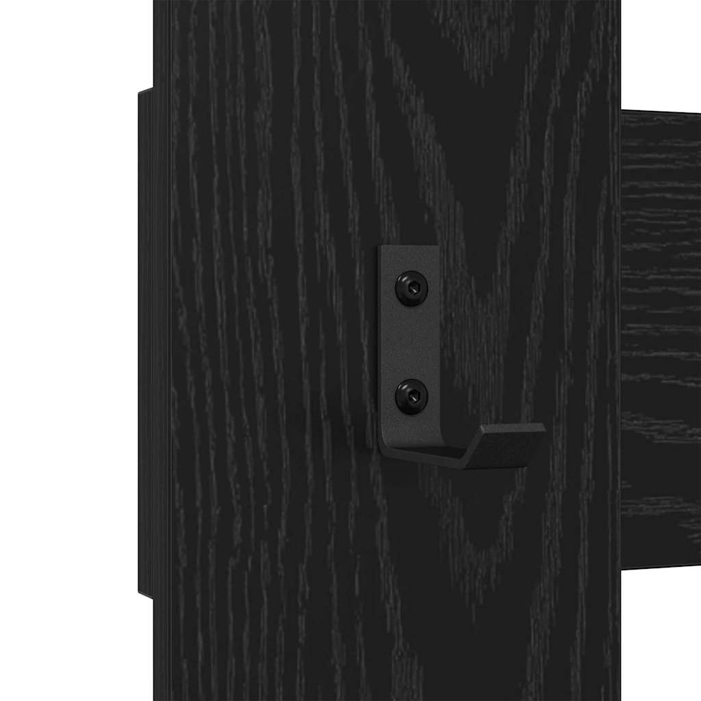 vidaXL Wall-Mounted Coat Rack Wall-mounted Black Oak 65 x 3 x 100 cm
