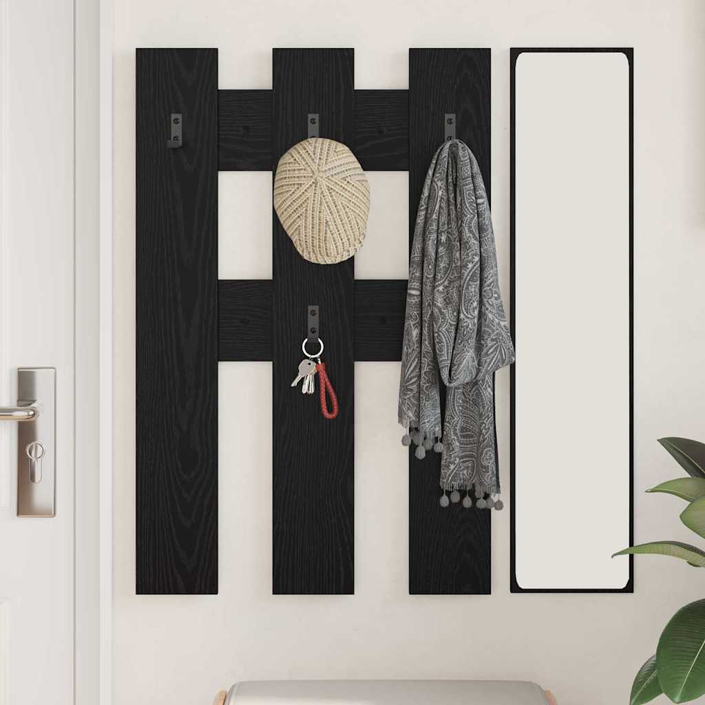vidaXL Wall-Mounted Coat Rack Wall-mounted Black Oak 65 x 3 x 100 cm