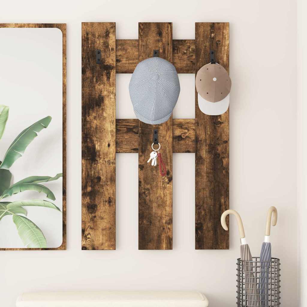vidaXL Wall-Mounted Coat Rack Wall-mounted Smoked Oak 65 x 3 x 100 cm