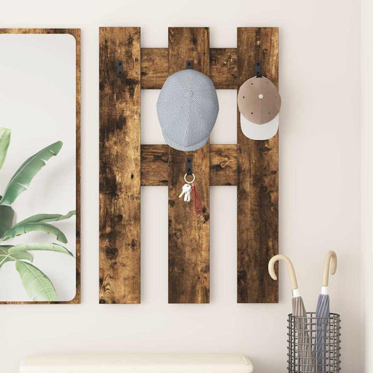 vidaXL Wall-Mounted Coat Rack Wall-mounted Smoked Oak 65 x 3 x 100 cm