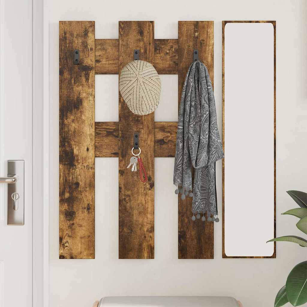 vidaXL Wall-Mounted Coat Rack Wall-mounted Smoked Oak 65 x 3 x 100 cm