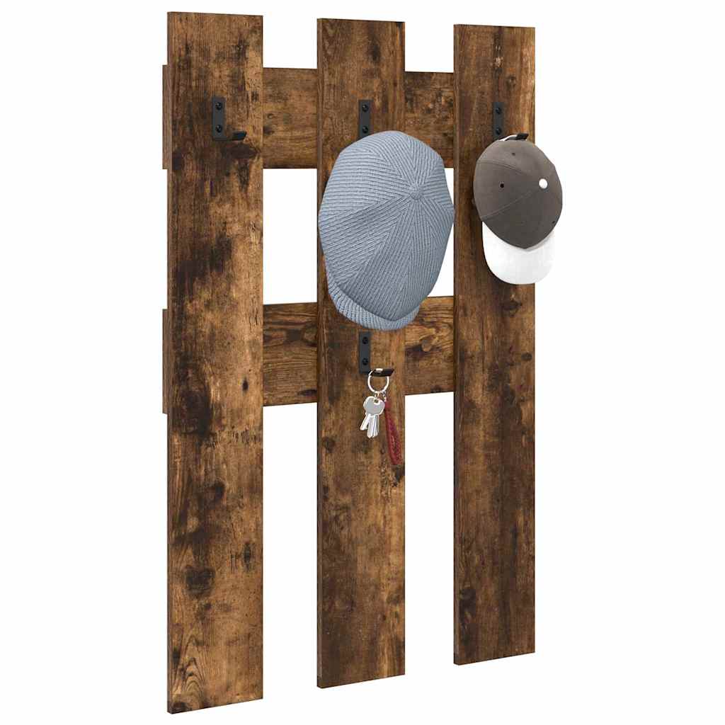 vidaXL Wall-Mounted Coat Rack Wall-mounted Smoked Oak 65 x 3 x 100 cm