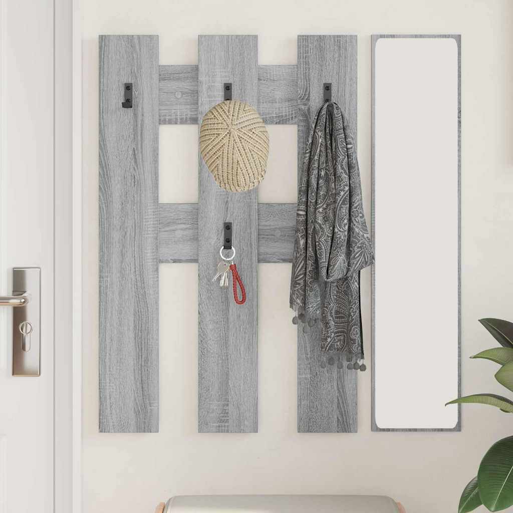 vidaXL Wall-Mounted Coat Rack Wall-mounted Grey Sonoma 65 x 3 x 100 cm