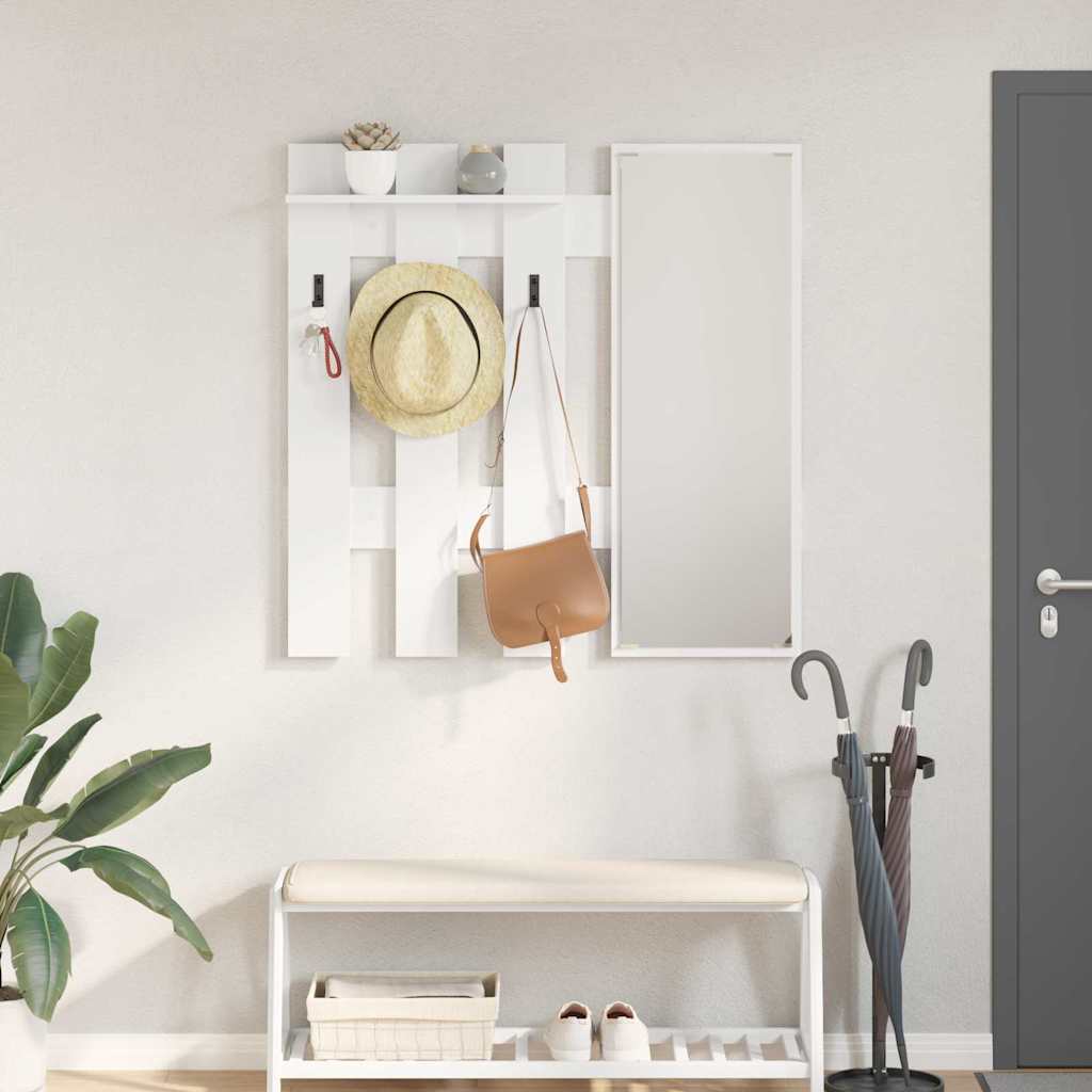 vidaXL Wall-Mounted Coat Rack Wall-Mounted White 100 x 10 x 100 cm