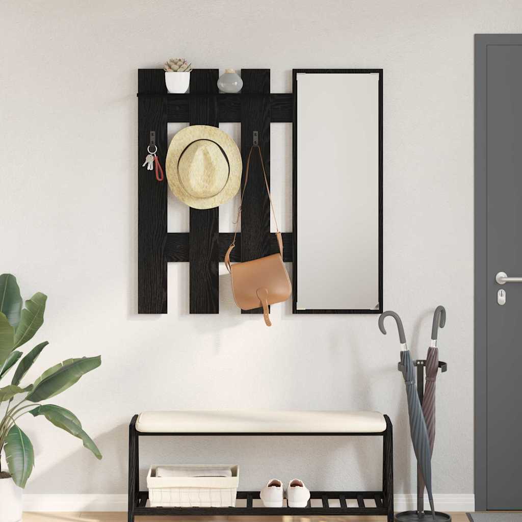 vidaXL Wall-Mounted Coat Rack Wall-mounted Black Oak 100 x 10 x 100 cm