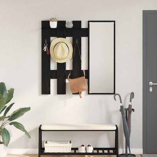 vidaXL Wall-Mounted Coat Rack Wall-mounted Black Oak 100 x 10 x 100 cm