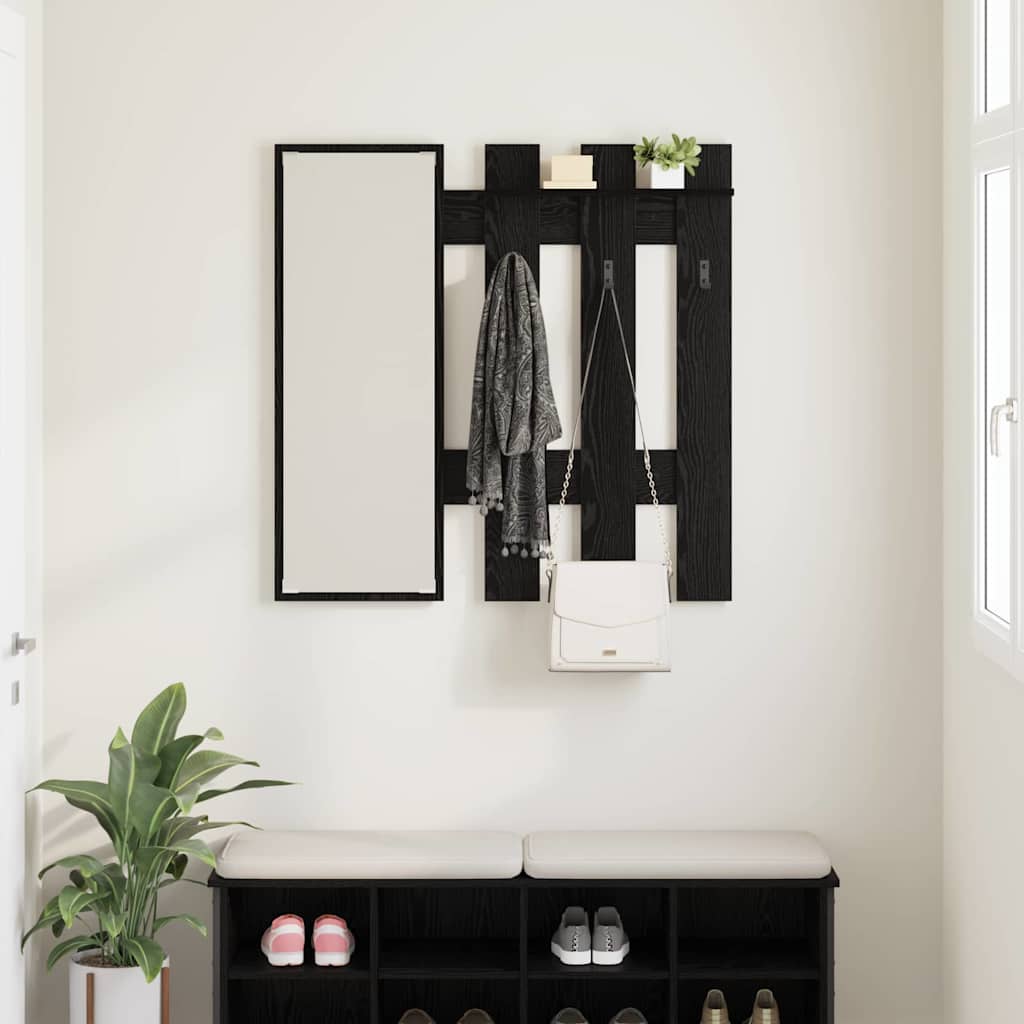 vidaXL Wall-Mounted Coat Rack Wall-mounted Black Oak 100 x 10 x 100 cm