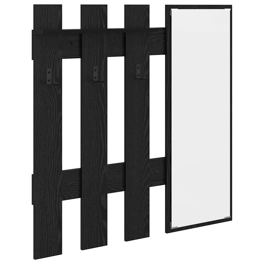 vidaXL Wall-Mounted Coat Rack Wall-mounted Black Oak 100 x 10 x 100 cm