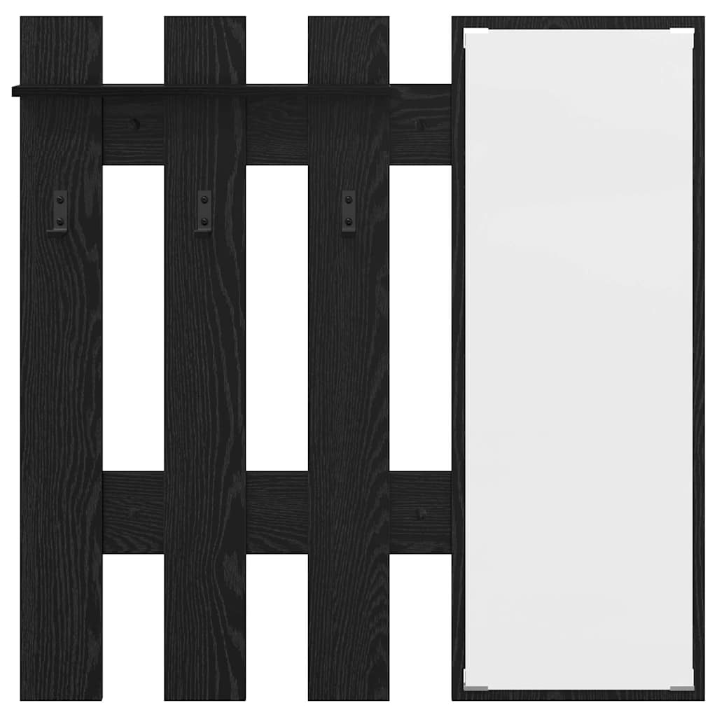 vidaXL Wall-Mounted Coat Rack Wall-mounted Black Oak 100 x 10 x 100 cm