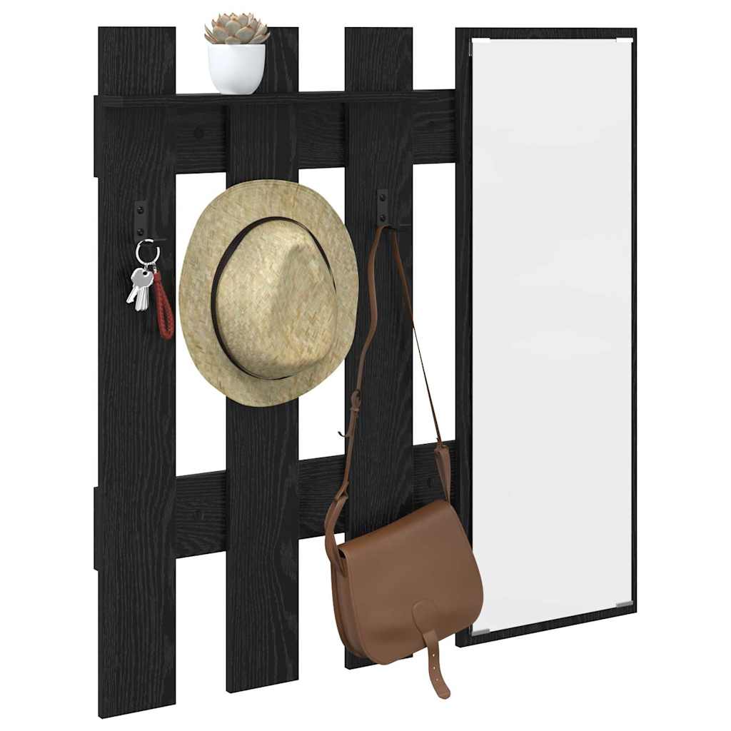 vidaXL Wall-Mounted Coat Rack Wall-mounted Black Oak 100 x 10 x 100 cm